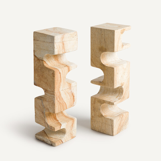 Set of 2 Dhania Travertine Bookends - image 1