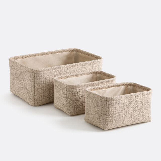 Set of 3 Itang Embossed Fabric Baskets - image 1