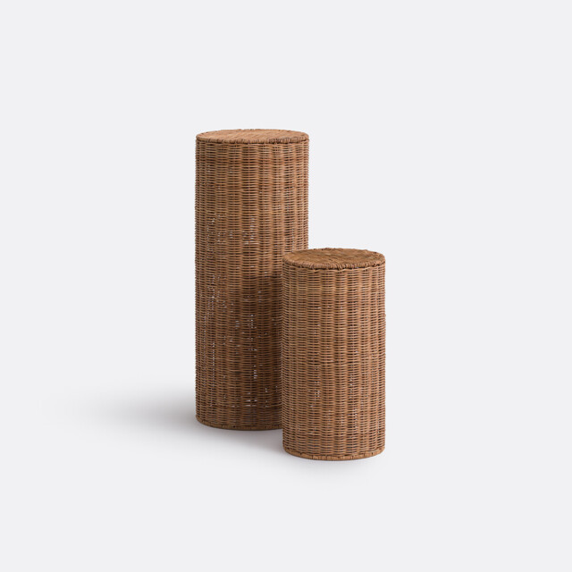 Set of 2 Farito Rattan Scalloped Edged Side Tables - image 1