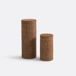 Set of 2 Farito Rattan Scalloped Edged Side Tables - thumbnail 3