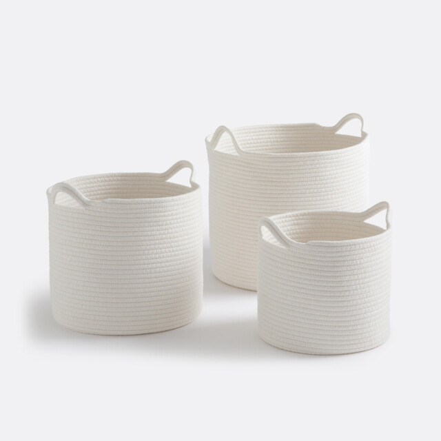 Round Baskets with Handles, Set of 3, Kesia - image 1