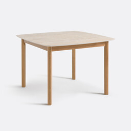 Saraune 4-Seater Dining Table in Travertine-Look Ceramic and Oak