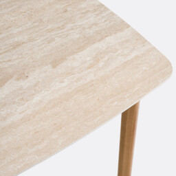 Saraune 4-Seater Dining Table in Travertine-Look Ceramic and Oak - thumbnail 4