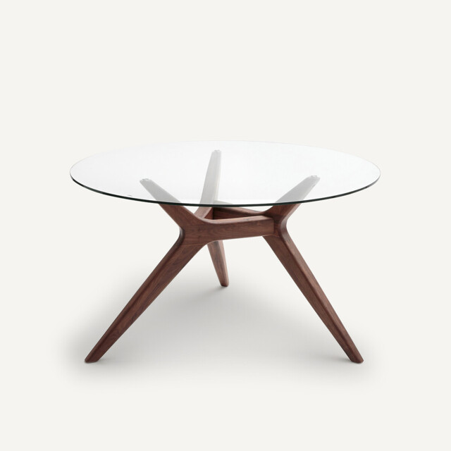 Marcielo Glass and Walnut Round Table Diameter 130 - image 1