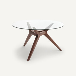 Marcielo Glass and Walnut Round Table Diameter 130 - thumbnail 3
