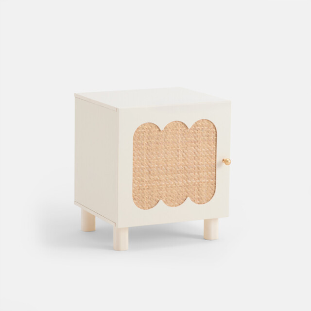 Ptilu Oak/Rattan 1-Door Bedside Table - image 1