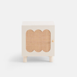 Ptilu Oak/Rattan 1-Door Bedside Table - thumbnail 2