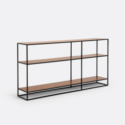 Watford Console Table/Bookcase in Walnut Veneer and Steel - thumbnail 3