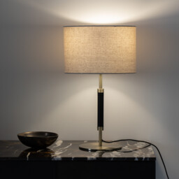 Jihana Metal, Brass and Linen Lamp