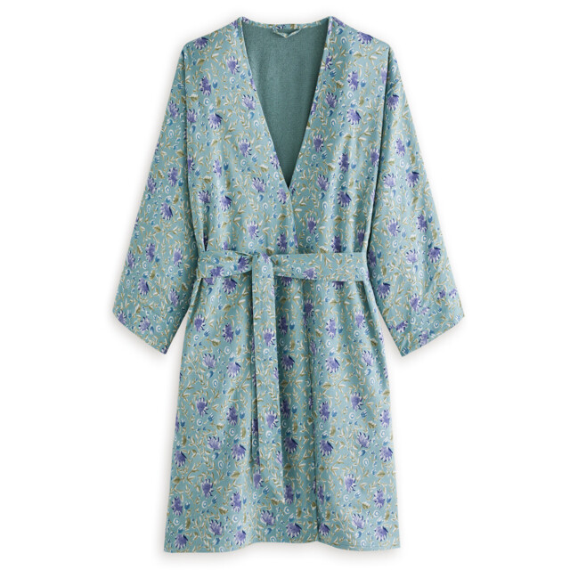 Betsy Floral Terry Towelling 100% Cotton Kimono Bathrobe by La