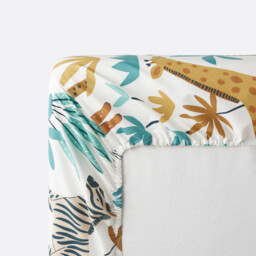 Jungle Animal Print 30% Recycled Cotton Child's Fitted Sheet with 25cm Flap - thumbnail 3