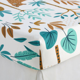 Jungle Animal Print 30% Recycled Cotton Child's Fitted Sheet with 25cm Flap - thumbnail 2