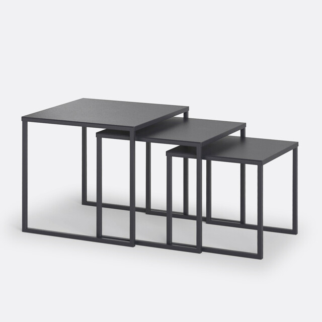 Set of 3 Miva Metal and Steel Nesting Tables - image 1