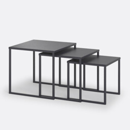 Set of 3 Miva Metal and Steel Nesting Tables - thumbnail 1