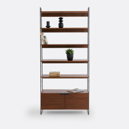 Watford Bookcase in Steel and Walnut Veneer, 220cm High - thumbnail 3
