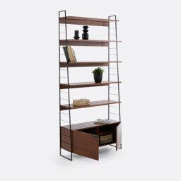 Watford Bookcase in Steel and Walnut Veneer, 220cm High - thumbnail 4
