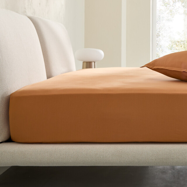 Sabbal Washed Cotton Percale 300 Thread Count Fitted Sheet, Depth 30cm - image 1