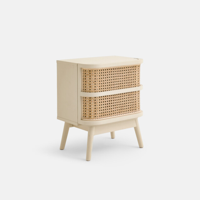 Laora Rattan Cane Bedside Table with 1 Drawer - image 1