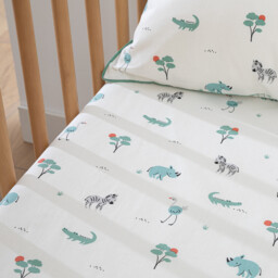 Savane Animal Print Organic Cotton Children's Fitted Sheet with 17cm Flap - thumbnail 3