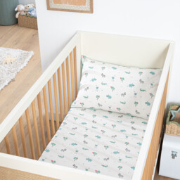 Savane Animal Print Organic Cotton Children's Fitted Sheet with 17cm Flap - thumbnail 1