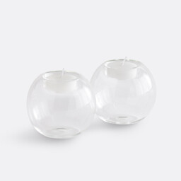 Set of 2 Ovia Transparent Glass Candleholders Height 7.5cm - thumbnail 4