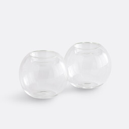 Set of 2 Ovia Transparent Glass Candleholders Height 7.5cm - thumbnail 1