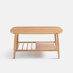 Jucca Solid Oak 80cm Wide Two-Tier Coffee Table - thumbnail 3