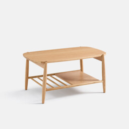 Jucca Solid Oak 80cm Wide Two-Tier Coffee Table - thumbnail 1