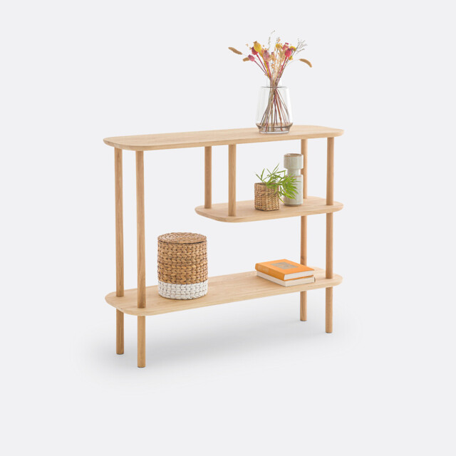 Crueso Asymmetric Solid Oak Console Table - image 1