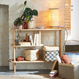 Crueso Asymmetric Solid Oak Console Table - thumbnail 2
