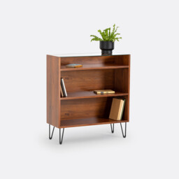 Watford Vintage Console Table with Shelving, Walnut Veneer - thumbnail 3