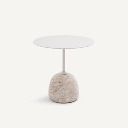 Balastro Side Table in Marble and Iron, Ø45cm - thumbnail 1
