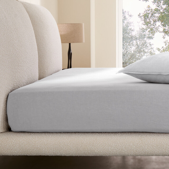 Elina Washed Linen Mattress Topper Fitted Sheet - image 1