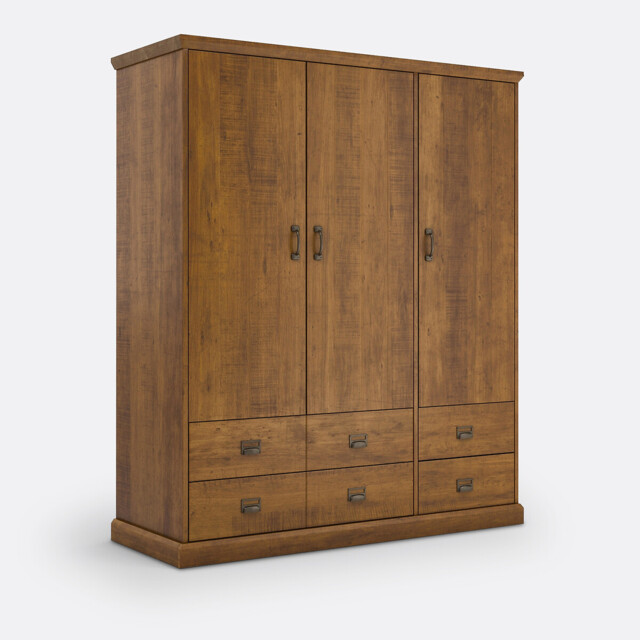 Lindley Triple 4-Drawer Pine Wardrobe - image 1