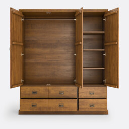 Lindley Triple 4-Drawer Pine Wardrobe - thumbnail 4