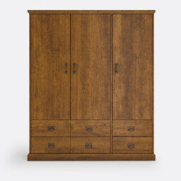 Lindley Triple 4-Drawer Pine Wardrobe - thumbnail 2