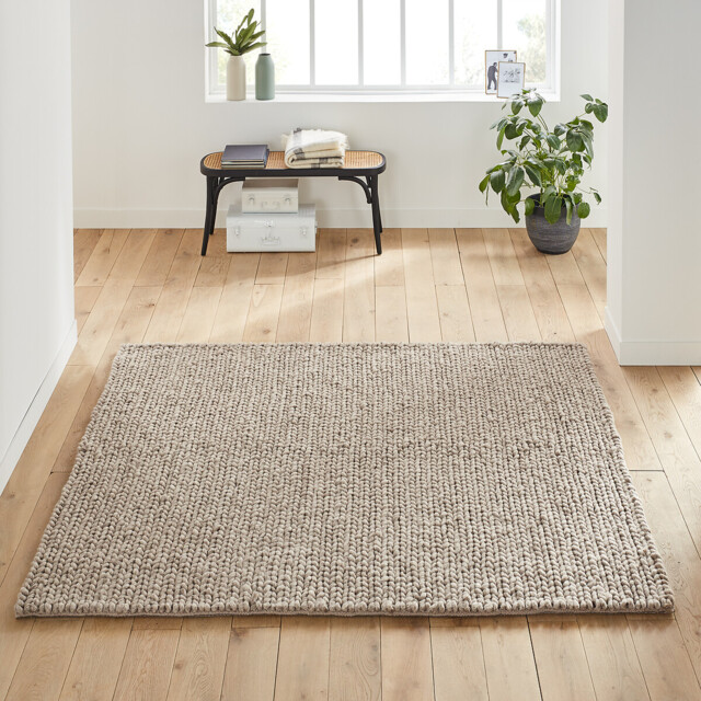Diano Knit Effect Square Wool Rug - image 1