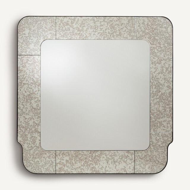 Oris Square Antique Finish Glass Border Mirror, Height 105cm - image 1