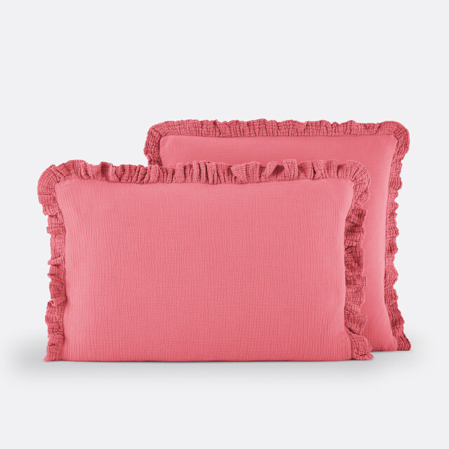 Kumla Plain Cotton Muslin Ruffled Pillowcase - image 1