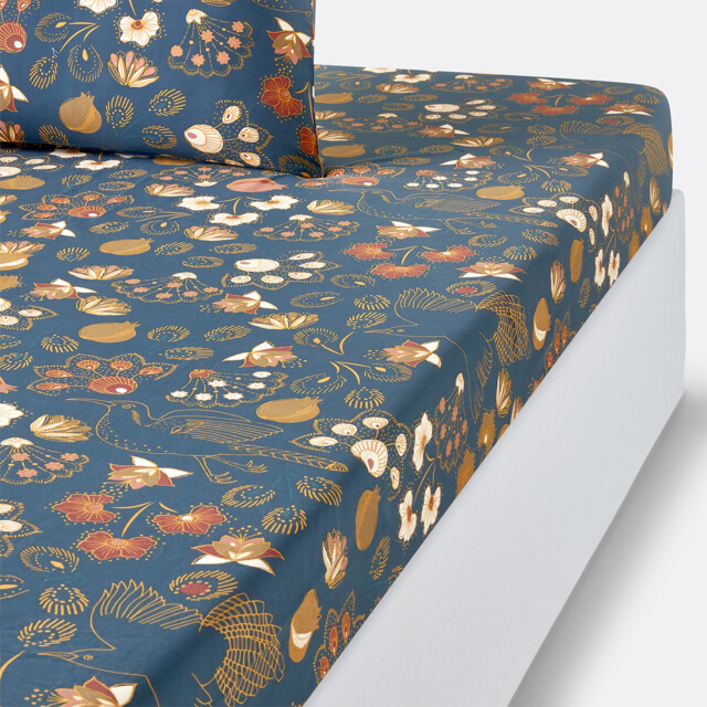 Sira Floral Cotton Percale 200 Thread Count Fitted Sheet
