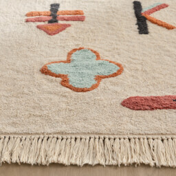 Ivica Graphic Fringed Organic Cotton Child's Rug - thumbnail 2