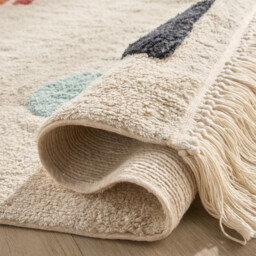 Ivica Graphic Fringed Organic Cotton Child's Rug - thumbnail 4
