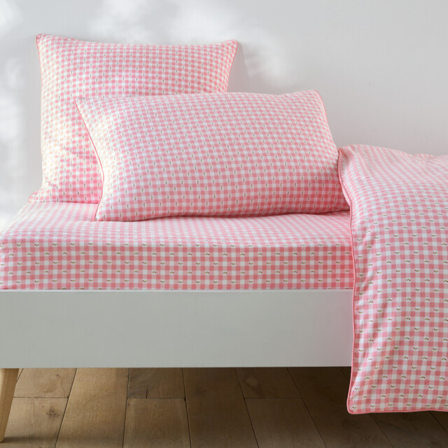 Floral Gingham Washed Cotton Fitted Sheet - image 1