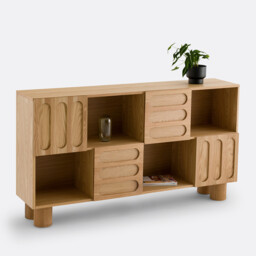 Cannelo, Low Oak Veneered Bookcase L165cm