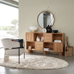 Cannelo, Low Oak Veneered Bookcase L165cm - thumbnail 2