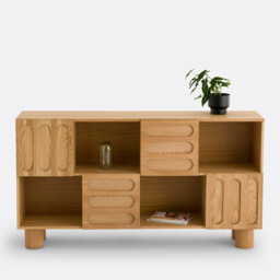 Cannelo, Low Oak Veneered Bookcase L165cm - thumbnail 3