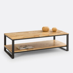 Hiba Solid Oak and Steel Coffee Table