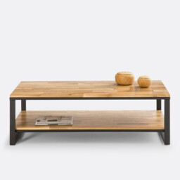 Hiba Solid Oak and Steel Coffee Table - thumbnail 3