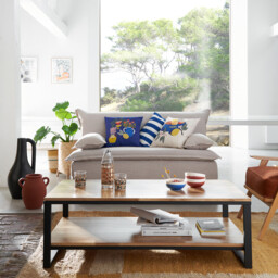 Hiba Solid Oak and Steel Coffee Table - thumbnail 2