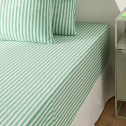 Soizic Green Cotton Fitted Sheet Mattress Depth 30cm - thumbnail 2